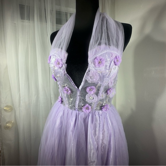 Lavender Halter Prom Dress - Picture 11 of 16